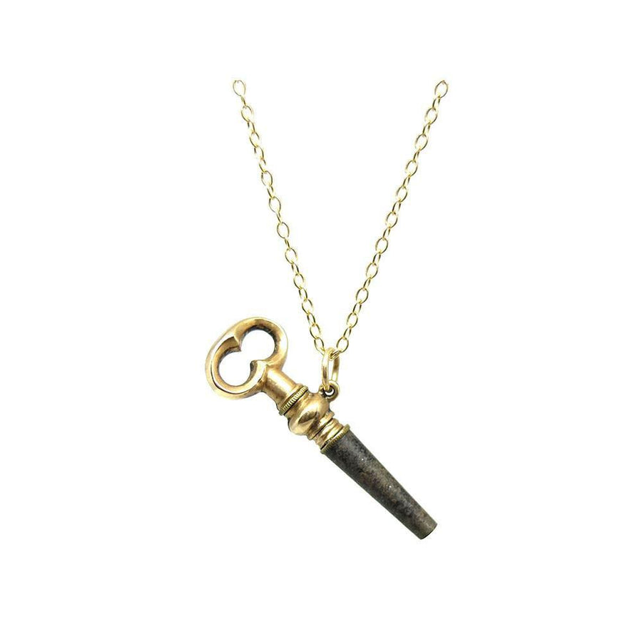 Antique Victorian Gilt Watch Key Pendant Necklace