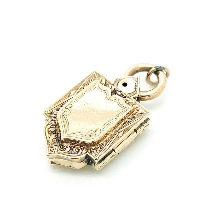 VICTORIAN Necklace Antique Victorian Gold Plated Shield Locket Necklace Mayveda Jewellery