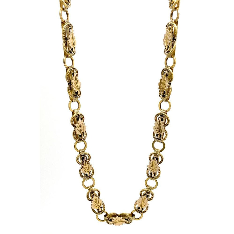 Collar de cadena de oro laminado de hoja victoriana antigua