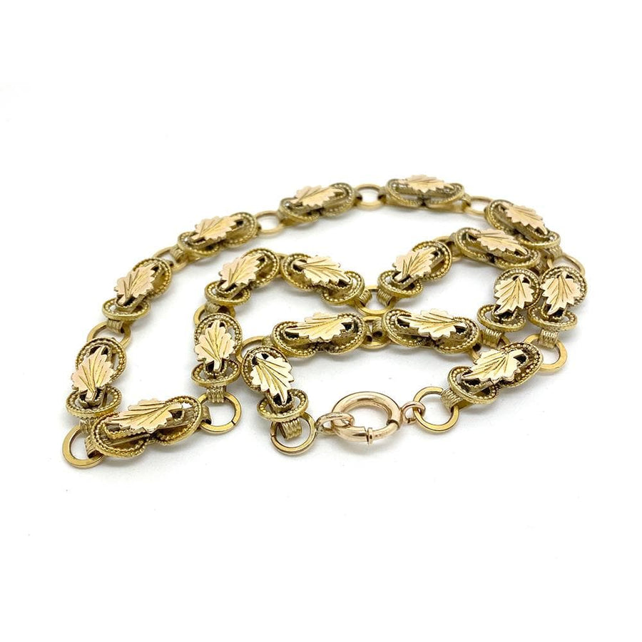 Antique Victorian Leaf Rolled Gold Chain Necklace