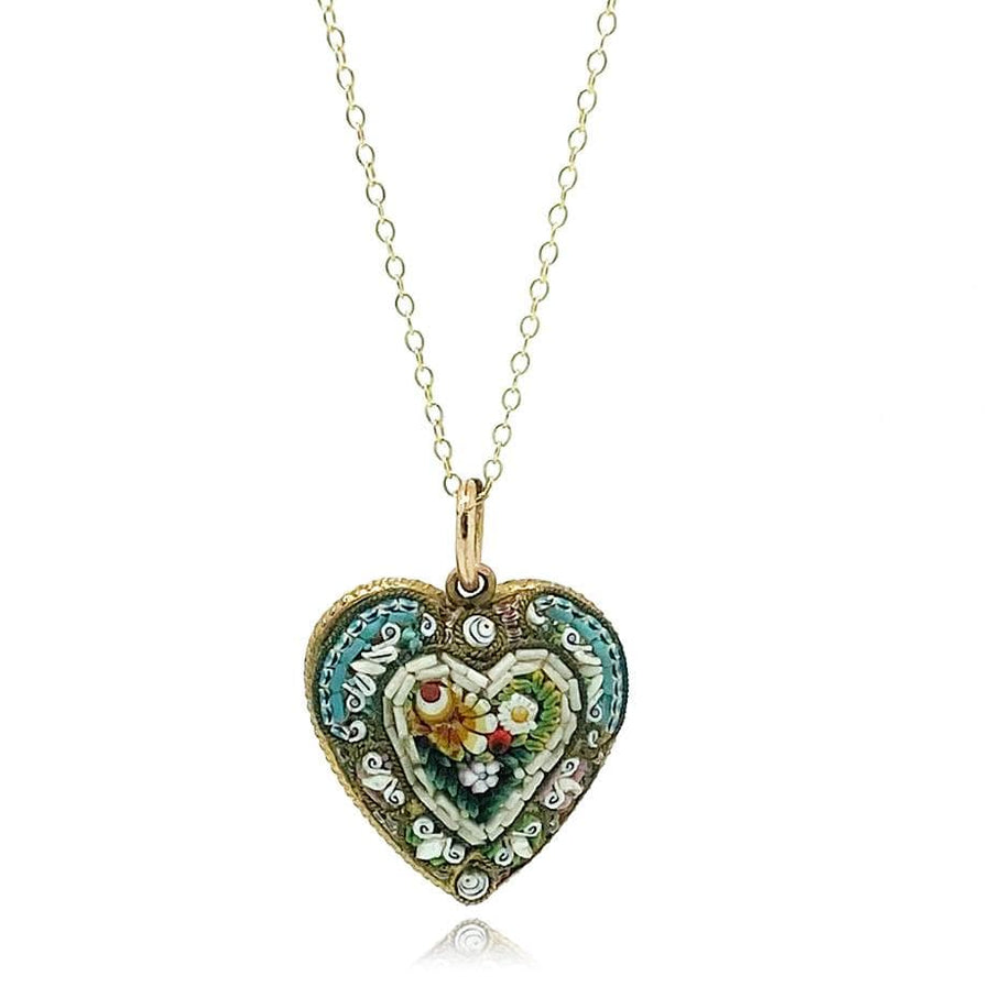 VICTORIAN Necklace Antique Victorian Micro-mosaic Heart Necklace