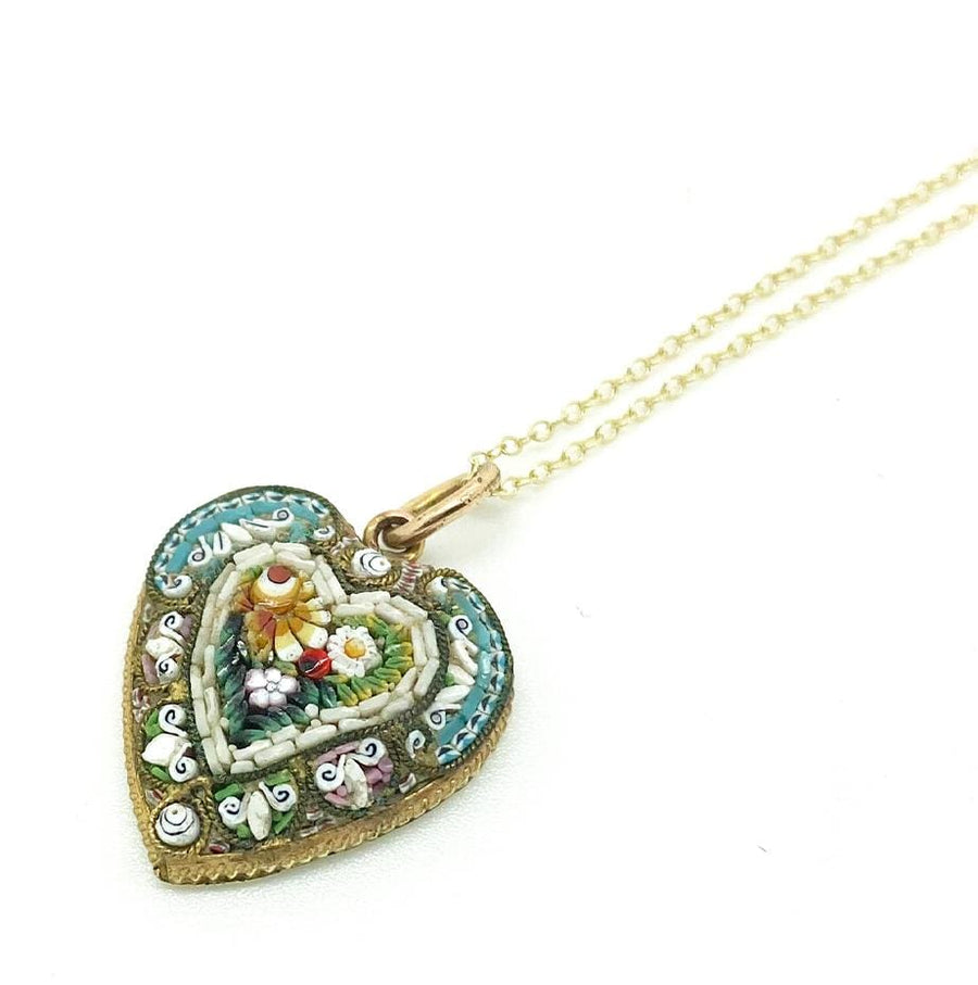 VICTORIAN Necklace Antique Victorian Micro-mosaic Heart Necklace