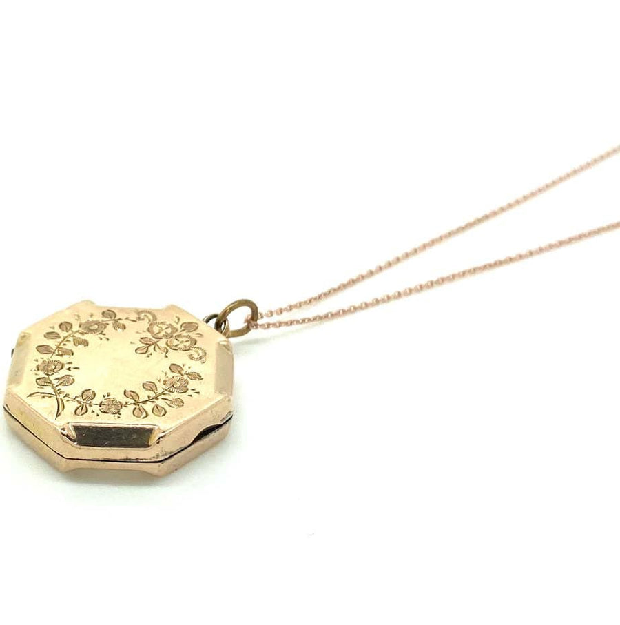 VICTORIAN Necklace Antique Victorian Octagonal 9ct Rose Gold Hexagonal Locket Necklace Mayveda Jewellery