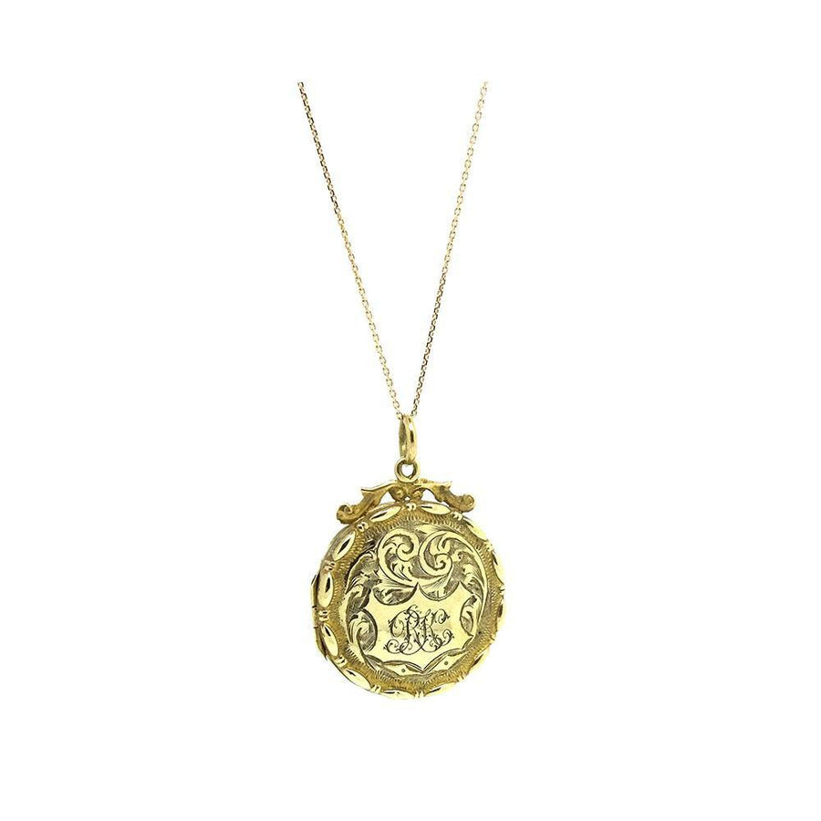 Antique Victorian Ornate 9ct Gold Locket Necklace