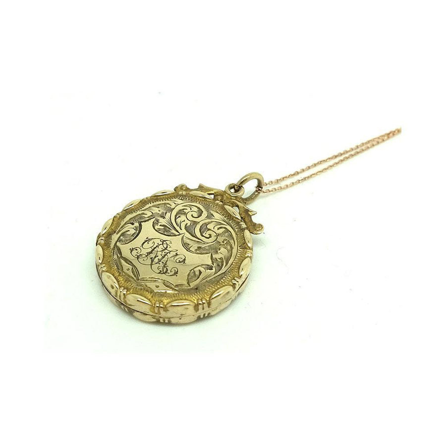 Antique Victorian Ornate 9ct Gold Locket Necklace