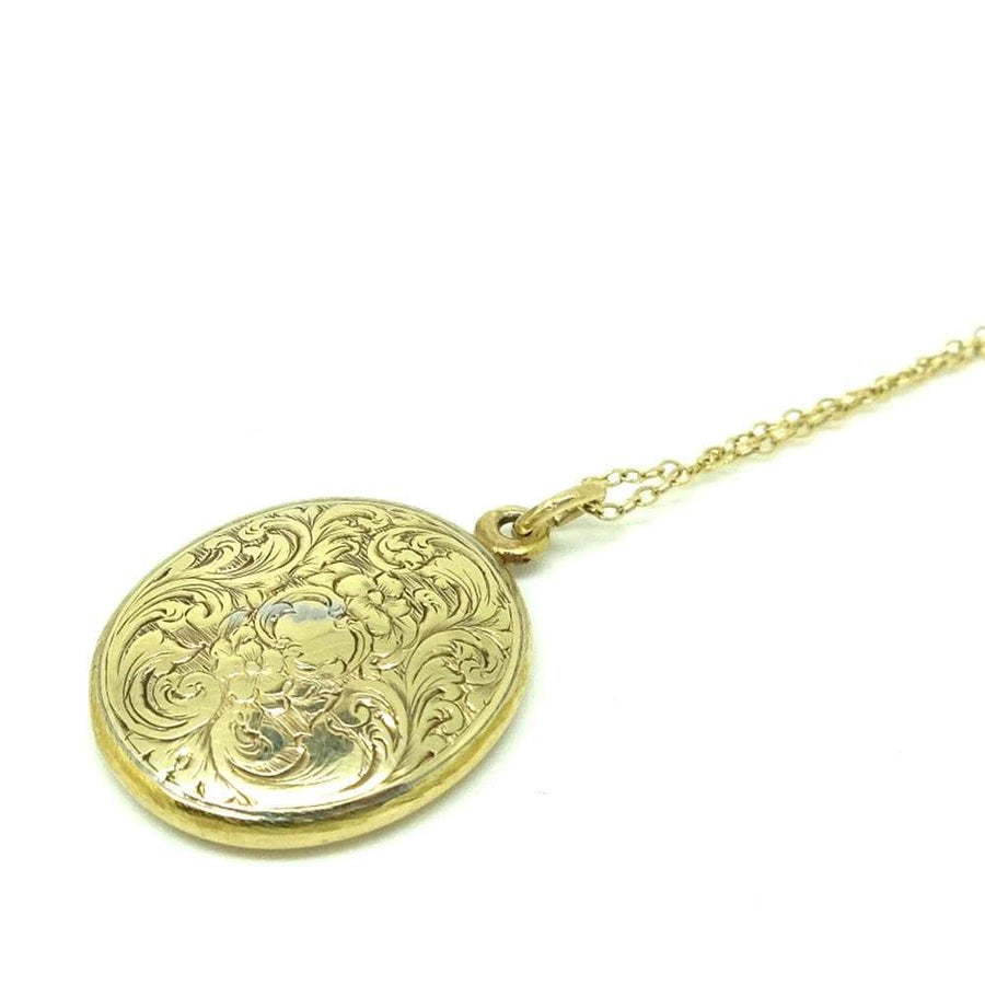 VICTORIAN Necklace Antique Victorian Ornate 9ct Gold Oval Locket Necklace