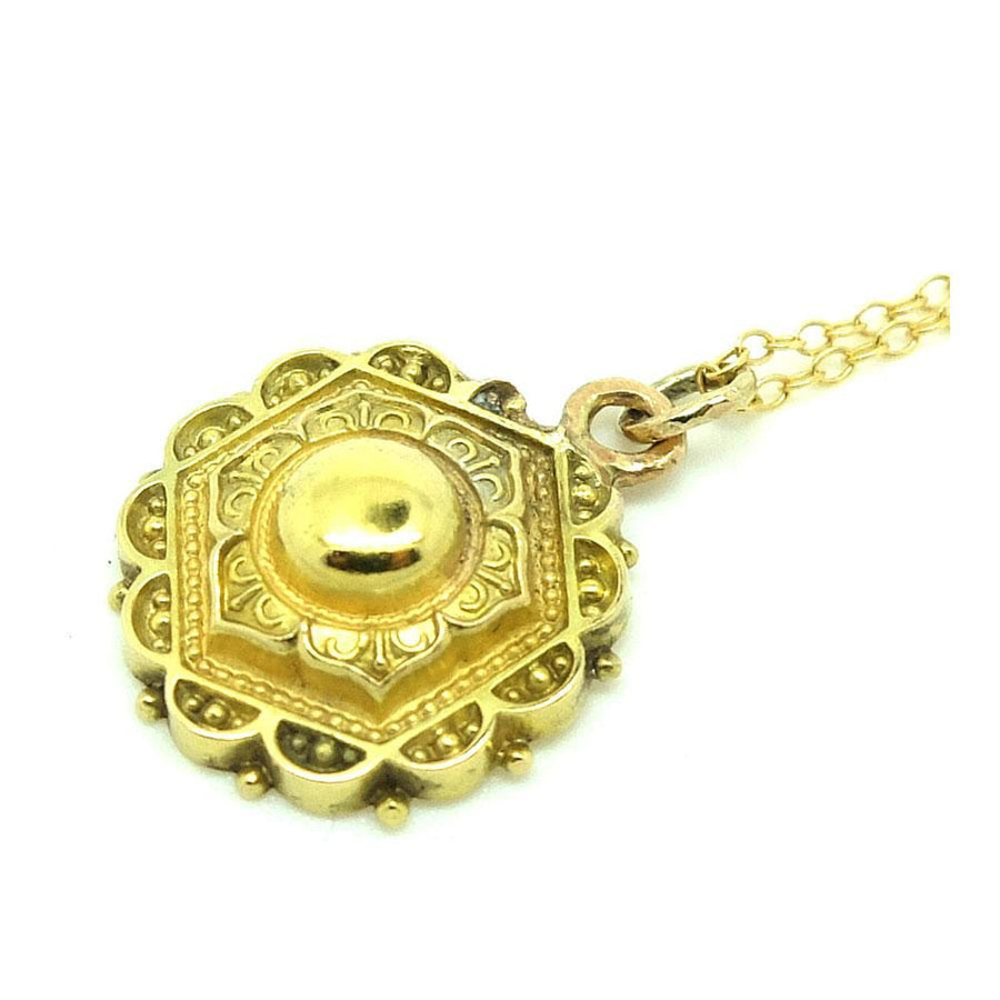 Antique Victorian Ornate 9ct Gold Pendant Necklace