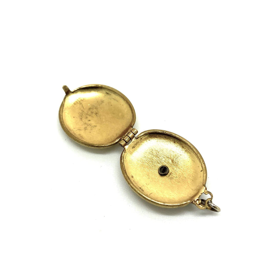 Antique Victorian Ornate Brass Locket Necklace