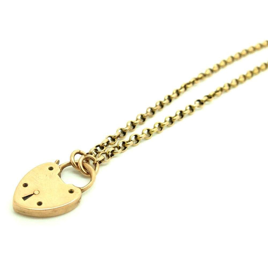 VICTORIAN Necklace Antique Victorian Padlock 9ct Yellow Gold Chain Necklace