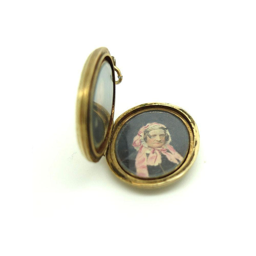 Antique Victorian Portrait 9ct Yellow Gold Locket Necklace