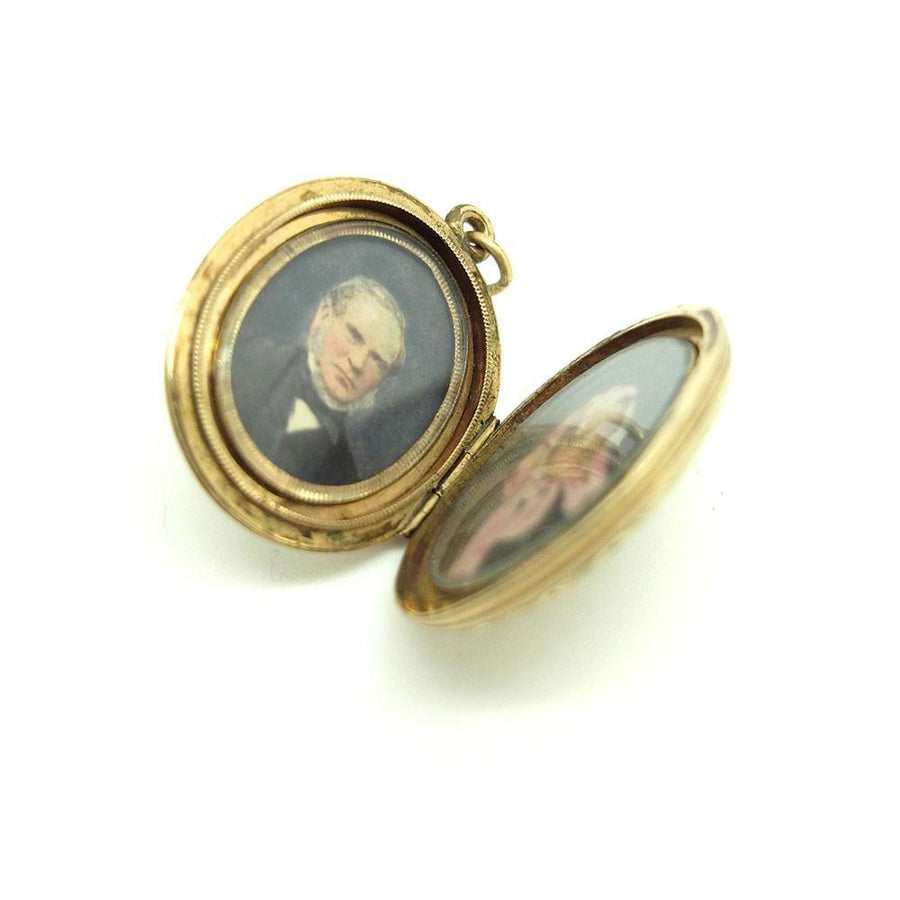 Antique Victorian Portrait 9ct Yellow Gold Locket Necklace
