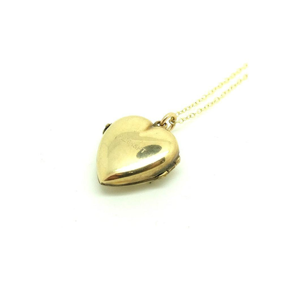 Antique Victorian Puffed Yellow Gold Heart Locket Necklace