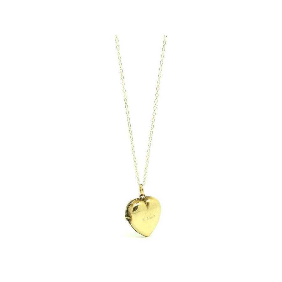 Antique Victorian Puffed Yellow Gold Heart Locket Necklace
