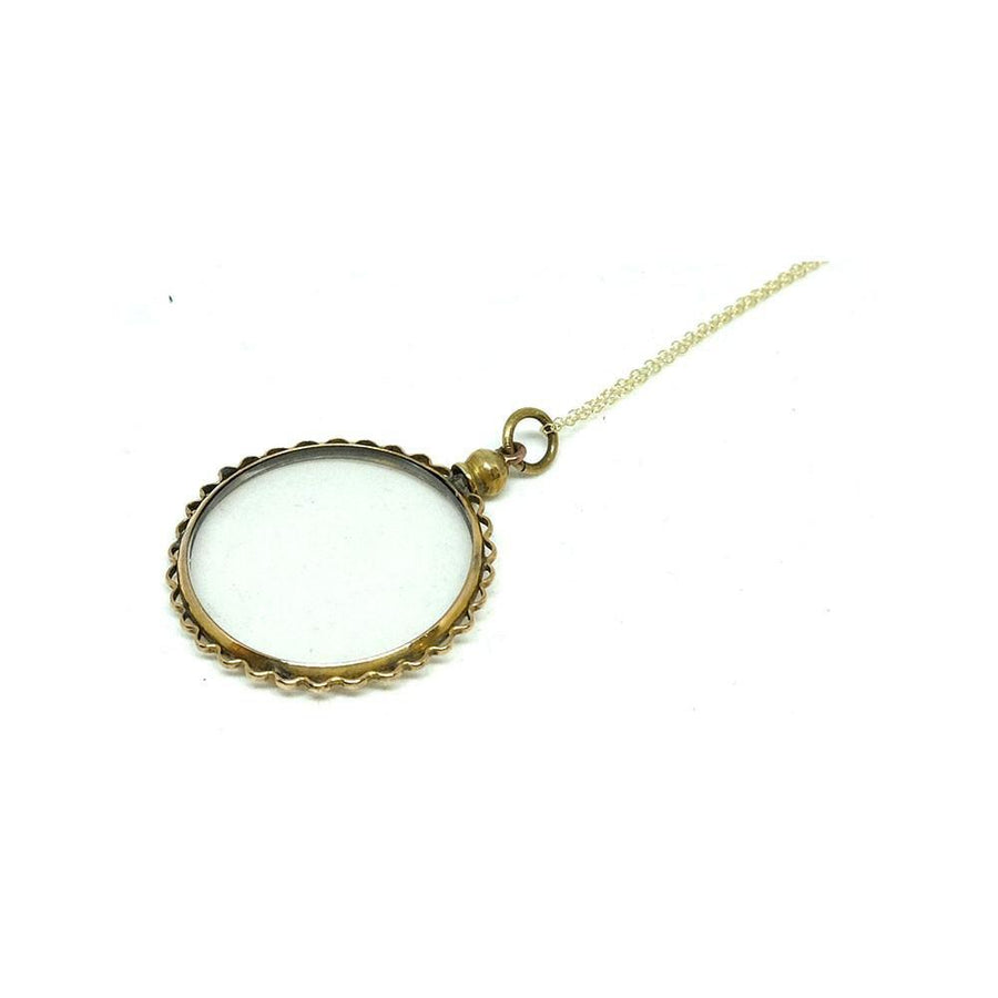 Antique Victorian Silver Gilt Glass Locket Necklace