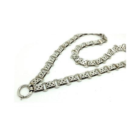 Antique Victorian Silver Star Locket Collar Chain Necklace