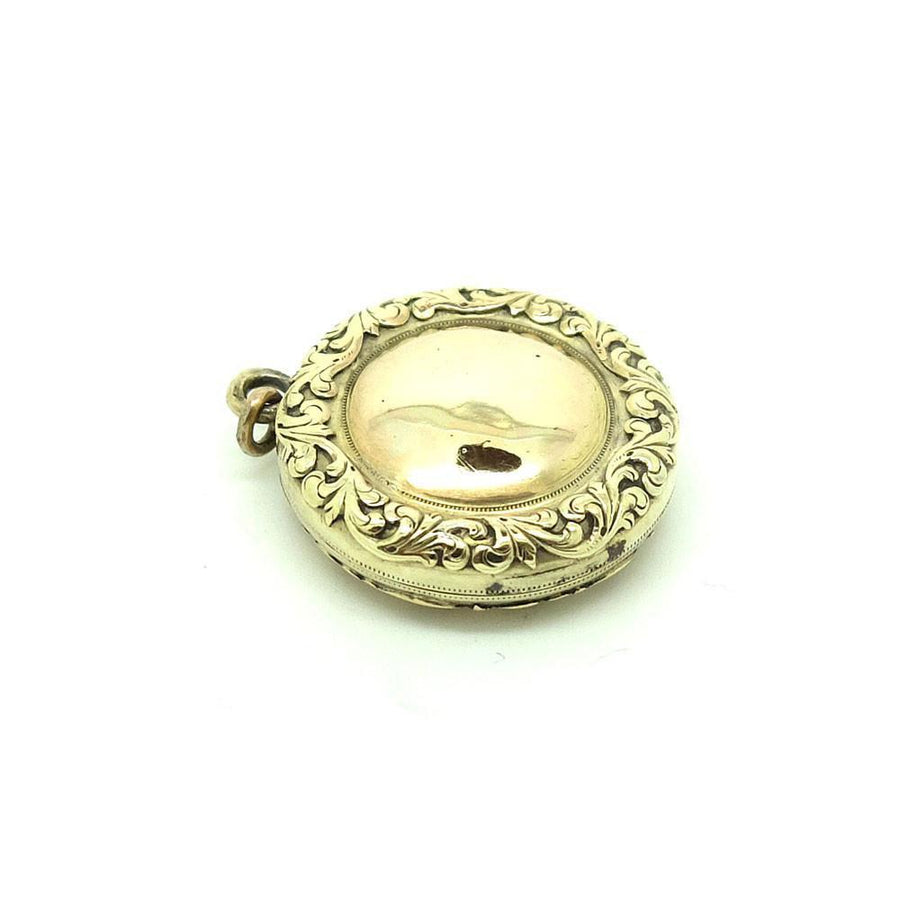 Antique Victorian Solid 9ct Gold Round Locket Necklace