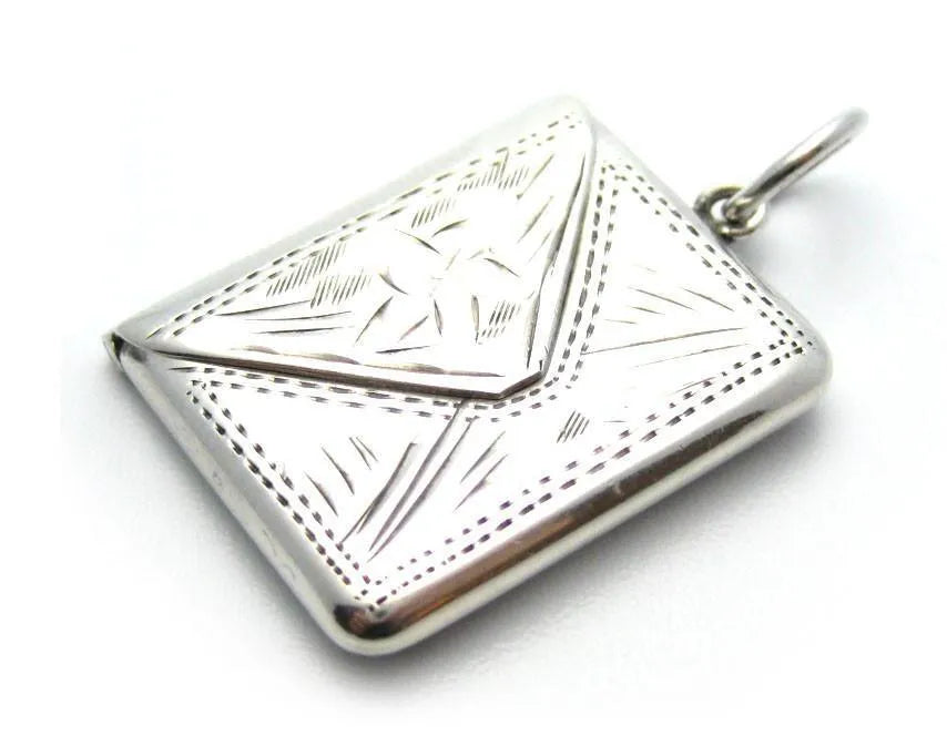 Antique Victorian Sterling Silver Stamp Case Charm Locket - Mayveda Jewelry