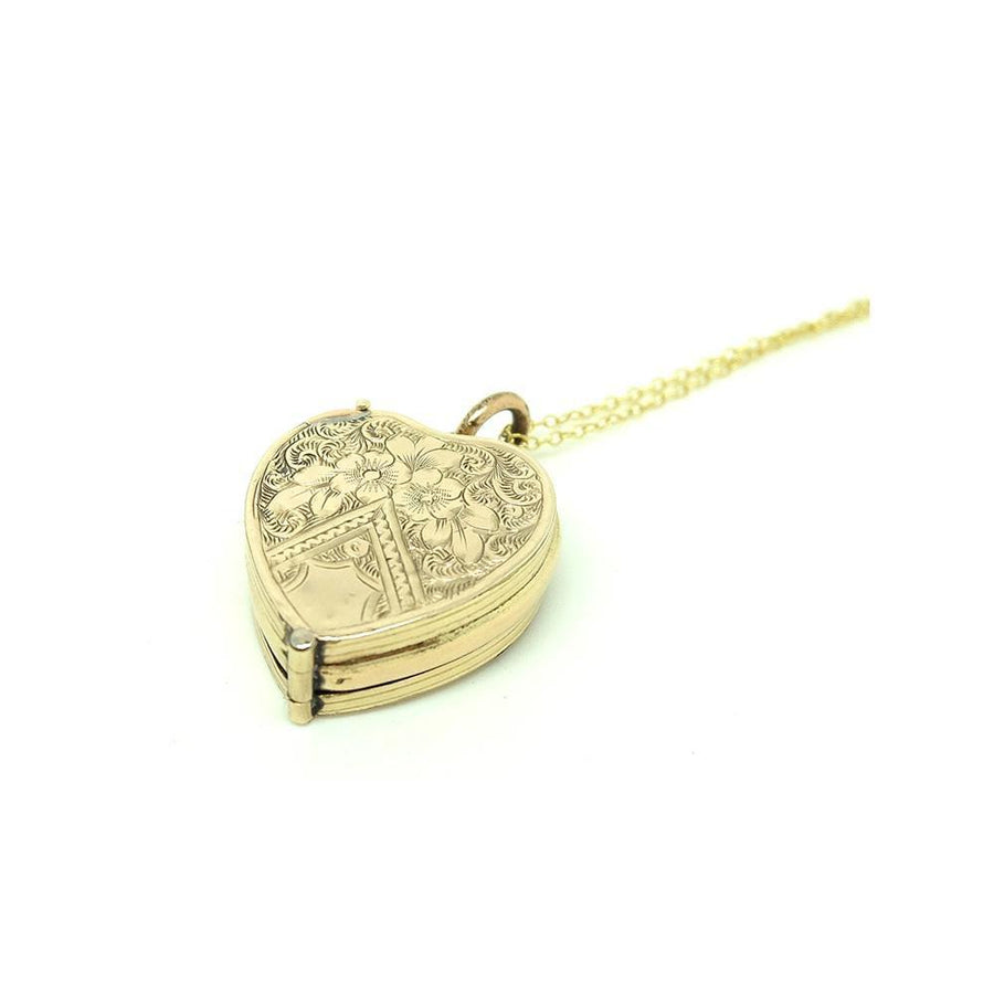 Antique Victorian Triple Sliding Gold Heart Locket Necklace