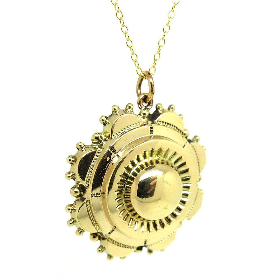 Antique Victorian Yellow Gold Sunshine Locket Necklace