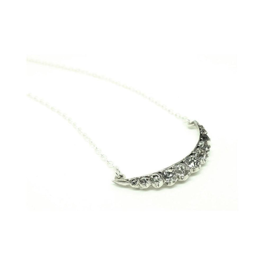 Reserved - Rita - Antique Victorian Sterling Silver French Paste Crescent Necklace