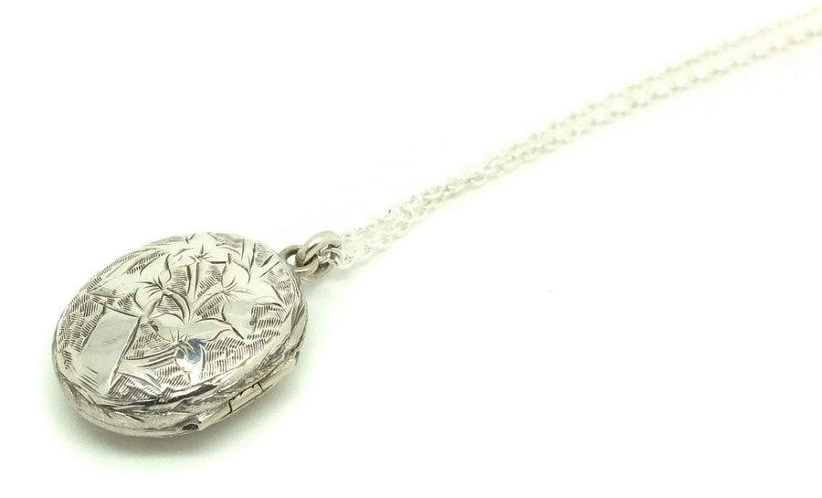 Victorian (1837-1901) Fern & Ivy Sterling Silver Locket - Mayveda Jewelry