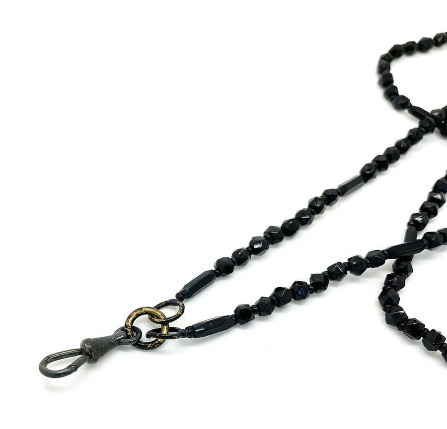 VICTORIAN Necklace Victorian Black Glass Beaded Necklace