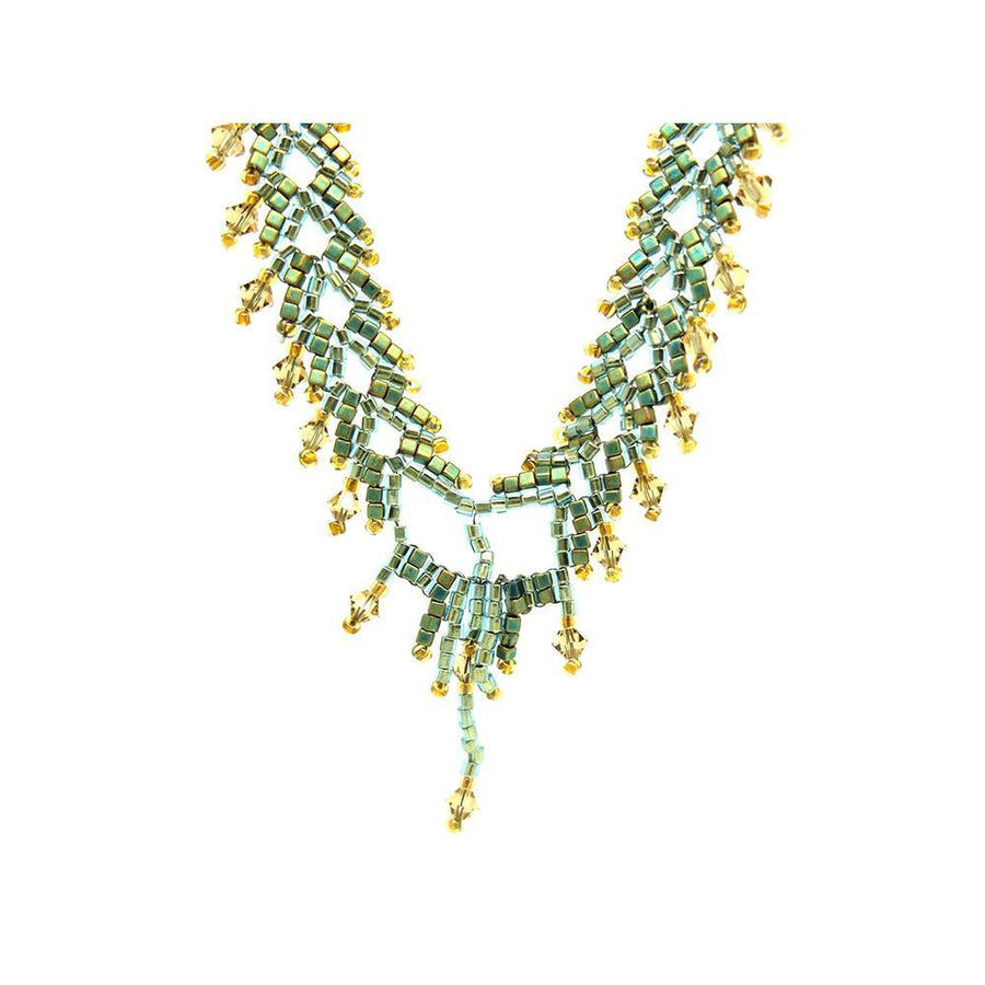 Vintage 1920s Art Deco Beaded Green Beaded Necklace