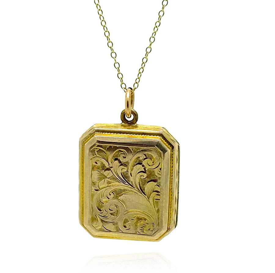 VICTORIAN Necklaces Antique Victorian 9ct Gold Engraved Locket Necklace Mayveda Jewellery