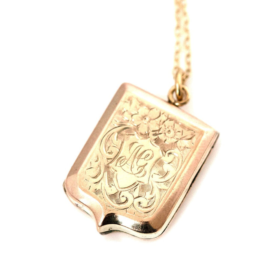 VICTORIAN Necklaces Antique Victorian Shield 9ct Gold Locket Necklace Mayveda Jewellery