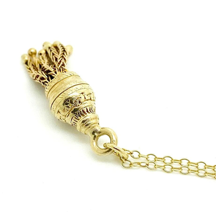 VICTORIAN Necklaces Antique Victorian Tassel 9ct Gold Charm Necklace