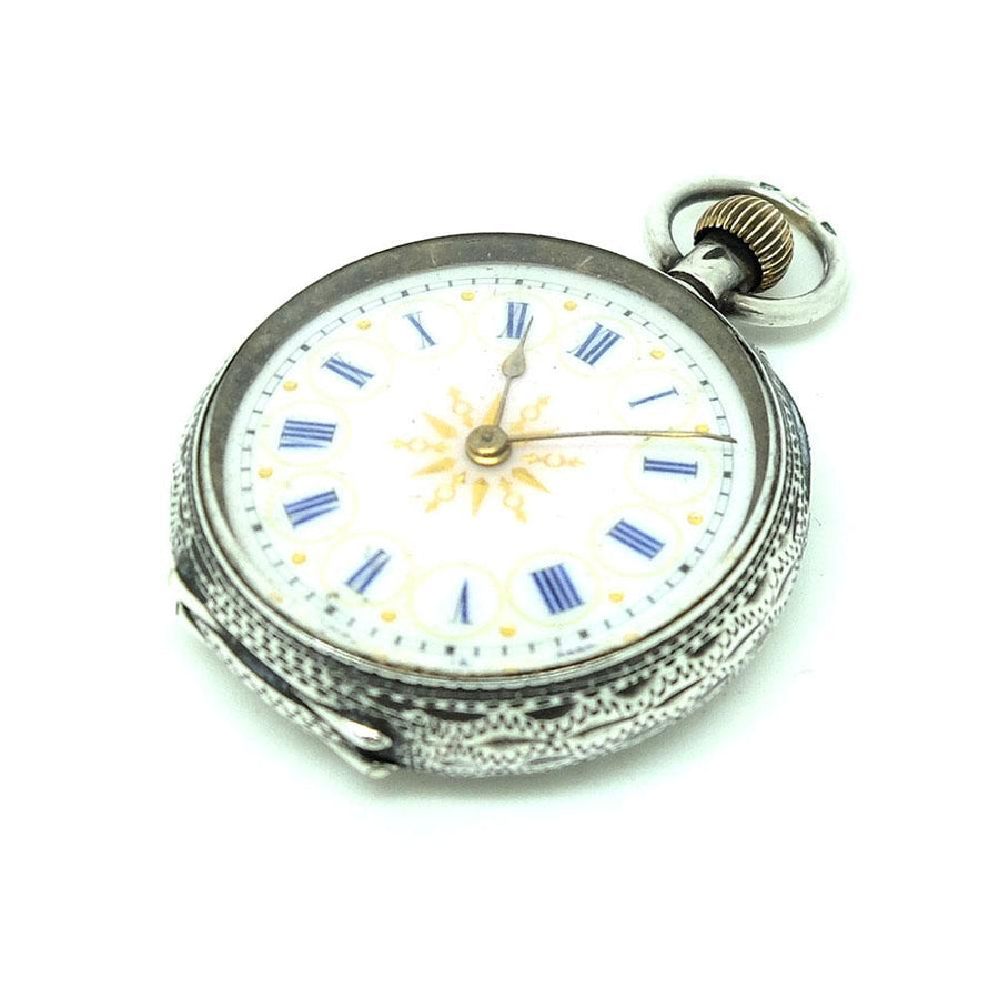 Antique 1888 Swiss Sterling Silver & Gold Pocket Watch
