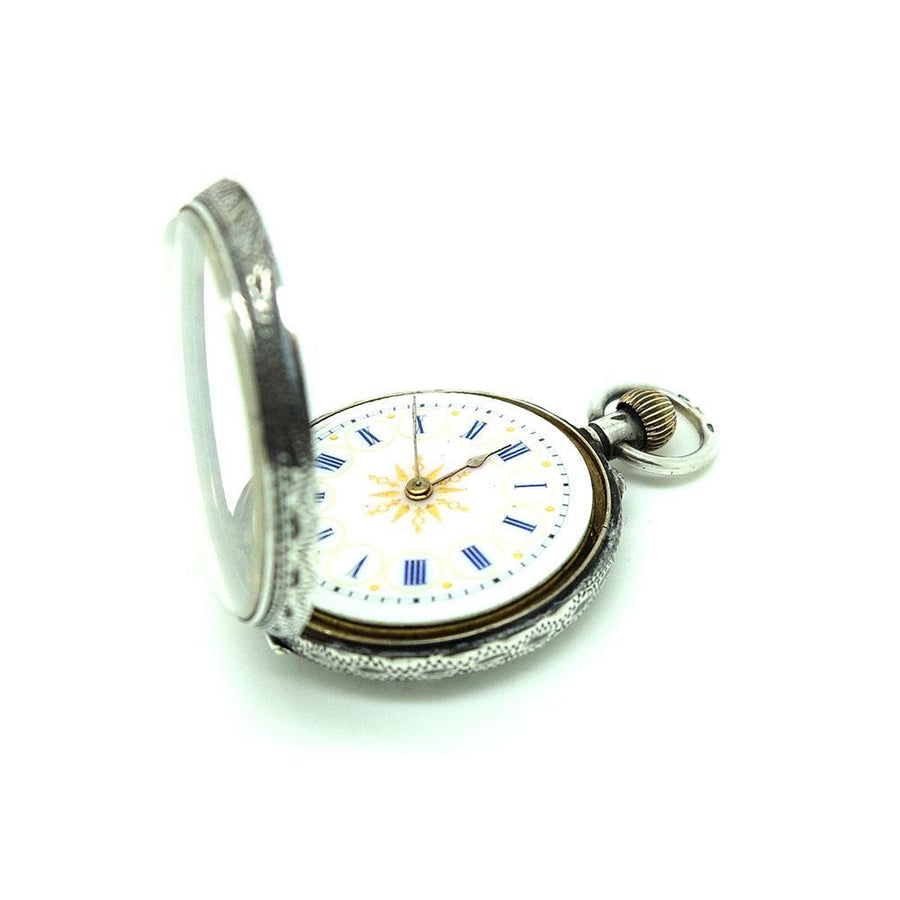 Antique 1888 Swiss Sterling Silver & Gold Pocket Watch