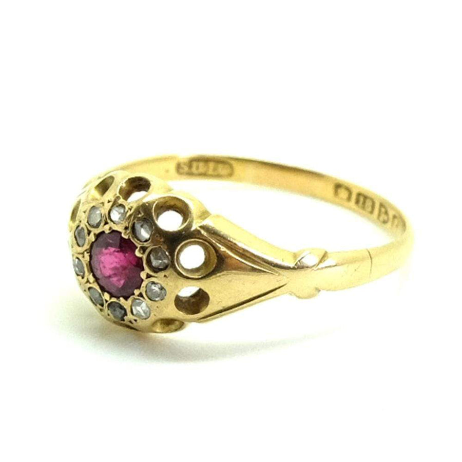 VICTORIAN Ring Antique 1881 Victorian Ruby 18ct Diamond Ring
