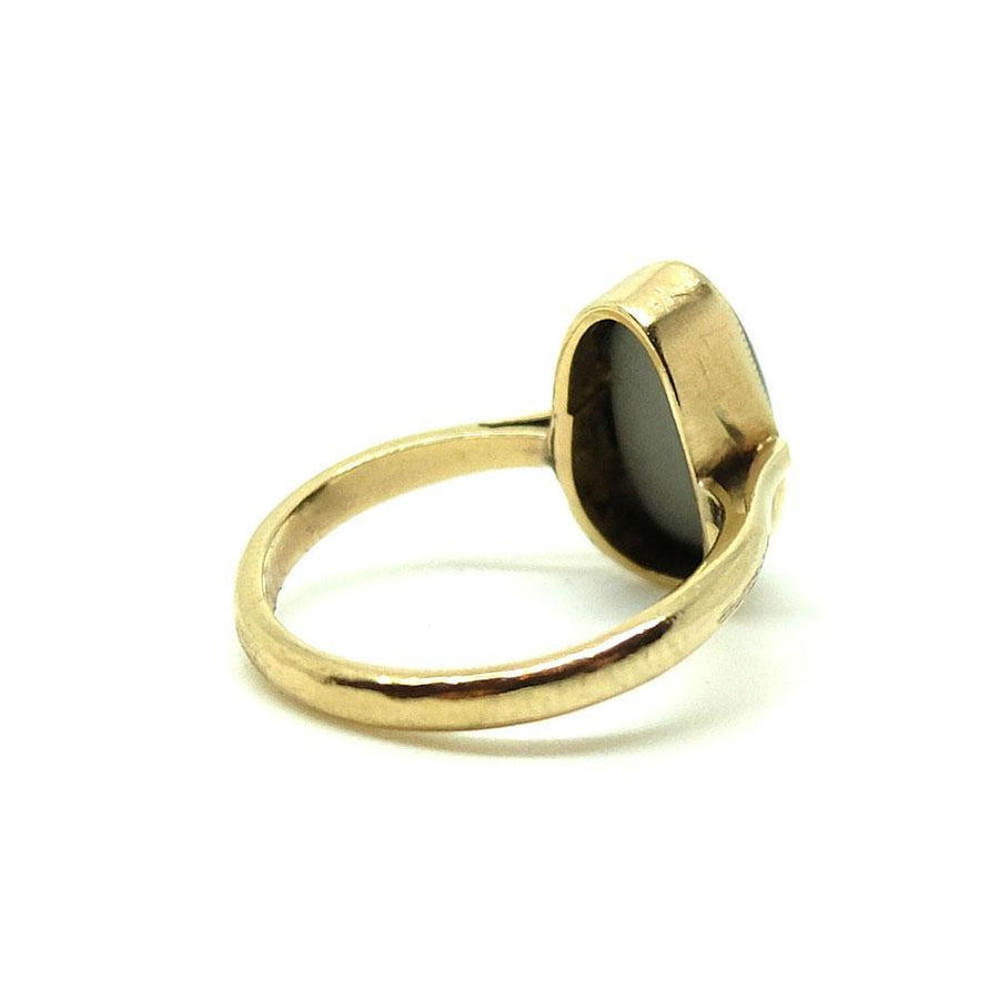 Antique Edwardian Black Opal Triplet 9ct Gold Ring