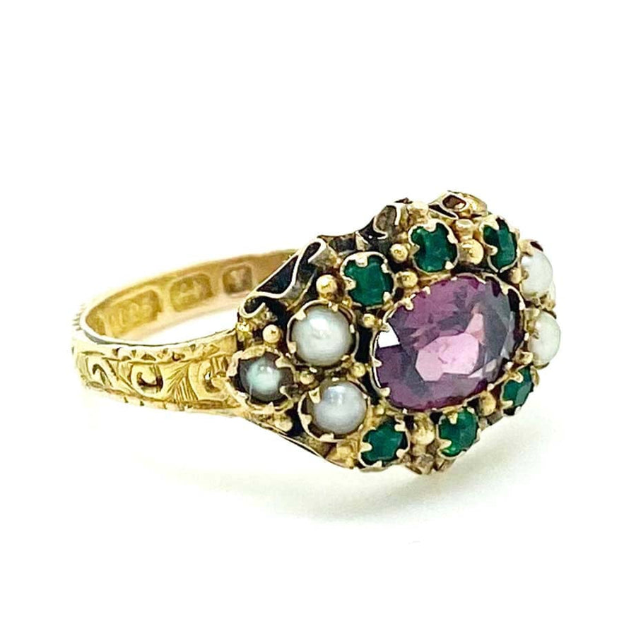 VICTORIAN Ring Antique Victorian 15ct 1873 Almandine Garnet Ring Mayveda Jewellery