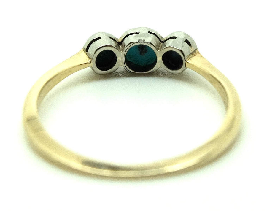 Antique Victorian (1837-1901) Turquoise & 9ct Gold Ring (Size: N)