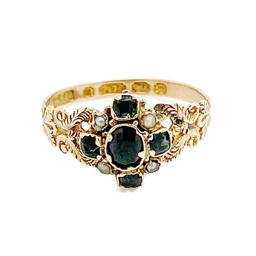 Antique Victorian 1871 9ct Gold Garnet Ring