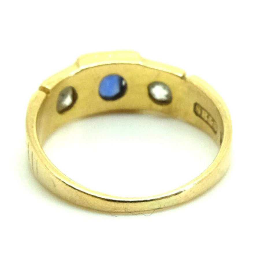 VICTORIAN Ring Antique Victorian 1880 Sapphire 18ct Gold Diamond Ring