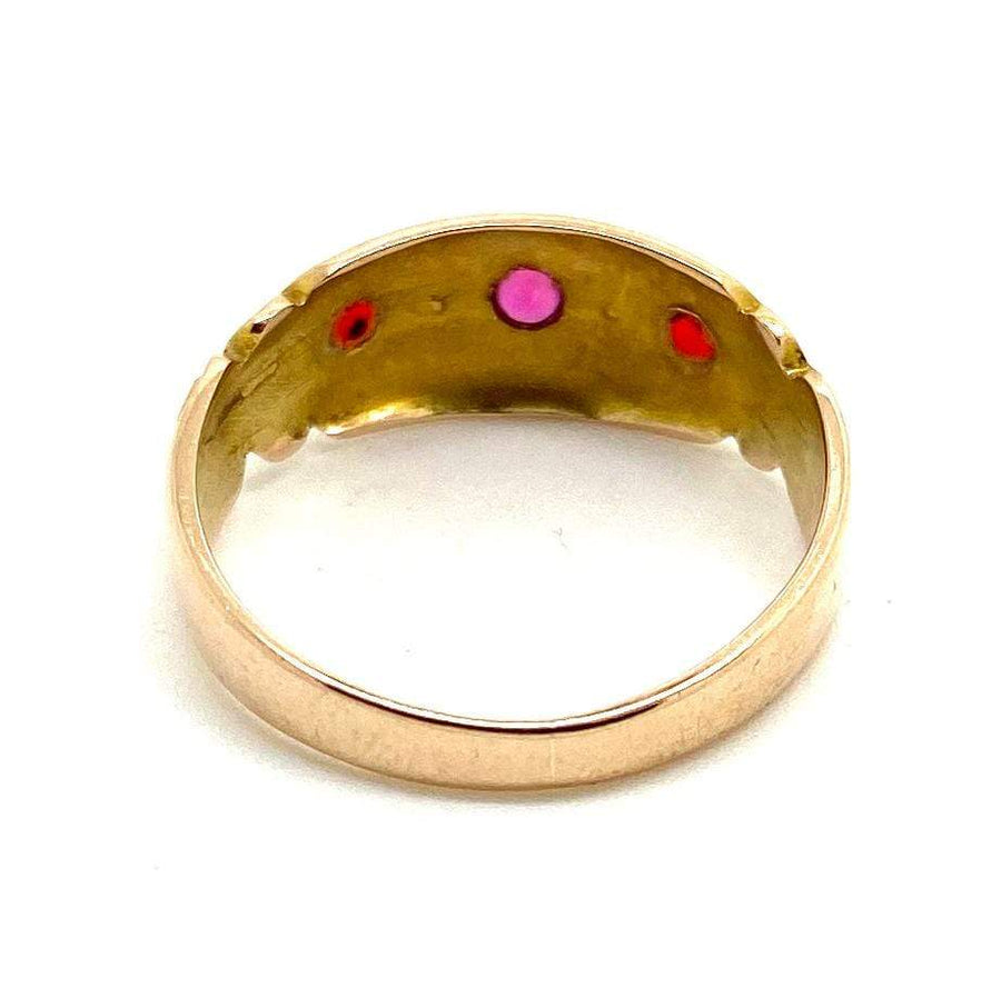 Antique Victorian 1888 Ruby Garnet 9ct Gold Star Ring