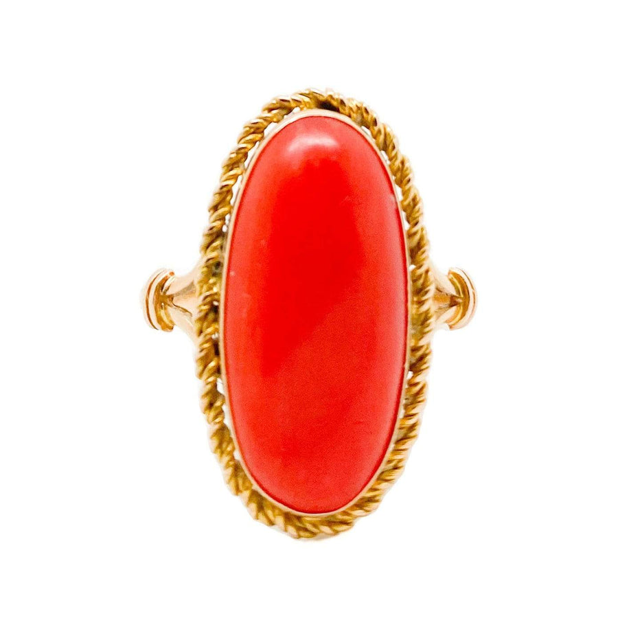 Reserved -Antiguo anillo de coral ovalado grande de oro de 18 quilates victoriano