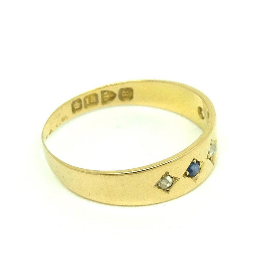 Antique Victorian 1900 Diamond & Sapphire 18ct Yellow Gold Ring