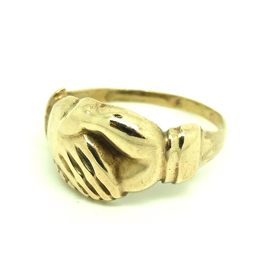 Antique Victorian 9ct Rose Gold Clasped Hands Ring