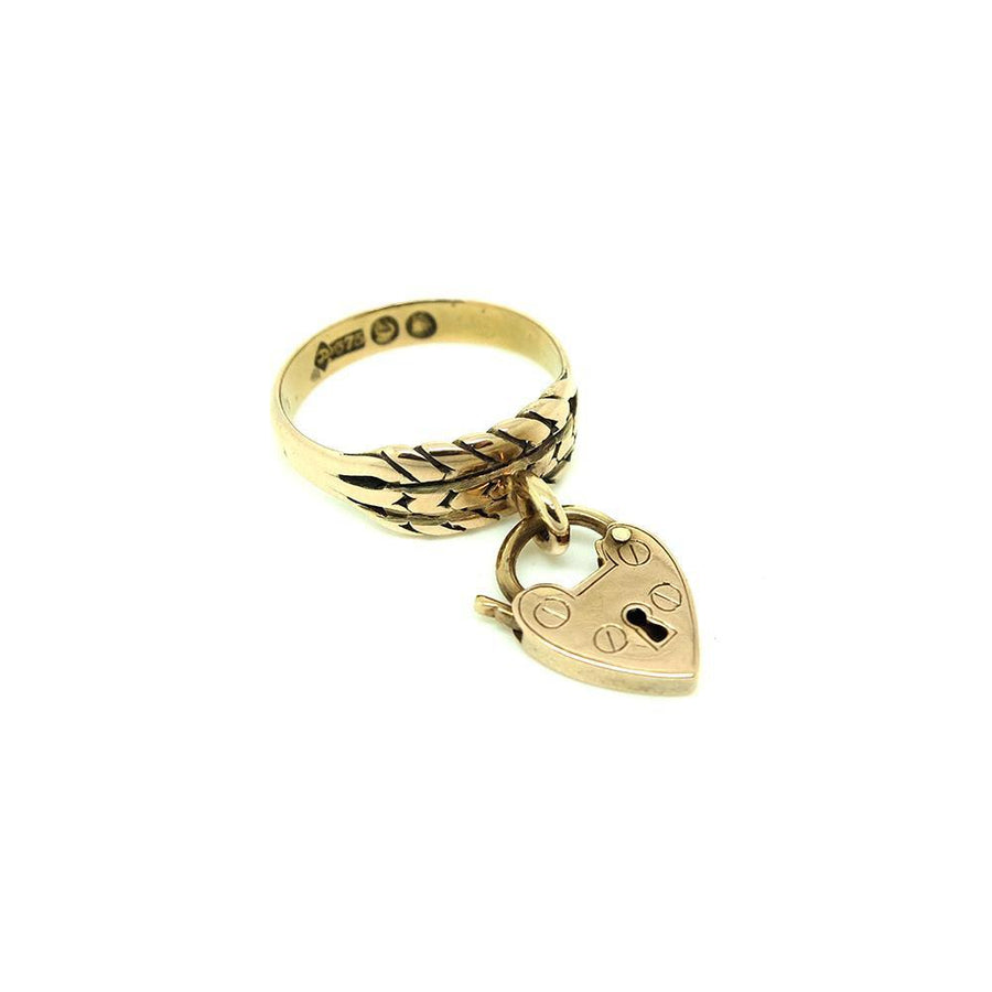 Antique Victorian 9ct Rose Gold Heart Lock Ring