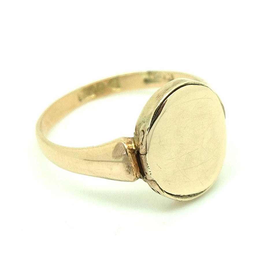 Antique Victorian 9ct Yellow Gold Locket Ring | O / 7.5