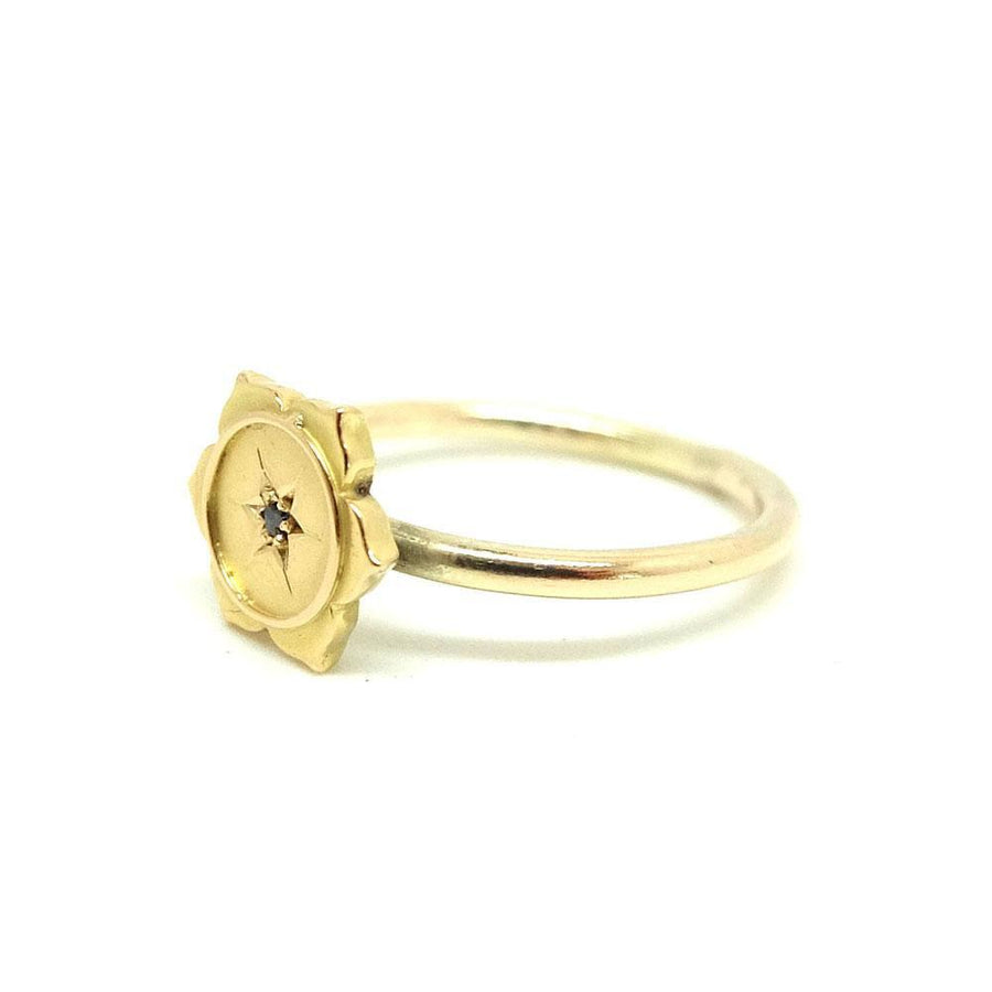 Antique Victorian Diamond Flower Gold Ring