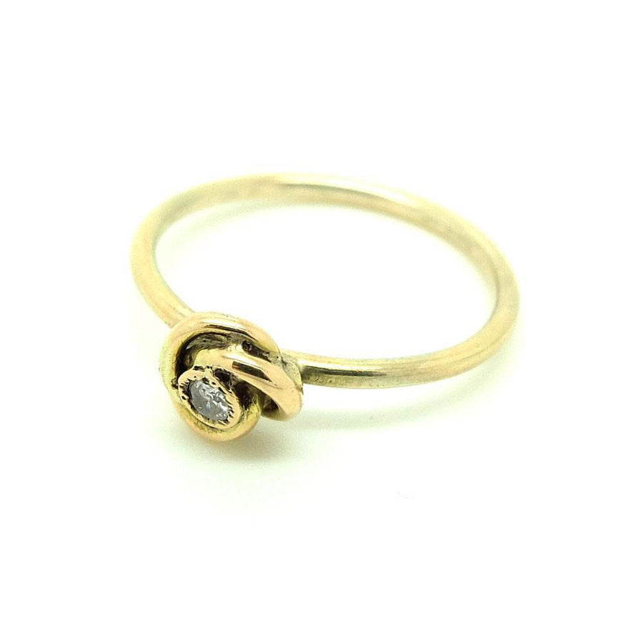 Antique Victorian Diamond Knot 9ct Yellow Gold Gemstone Ring | Q / 8.5
