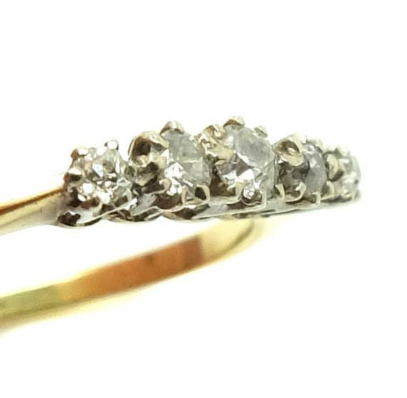 Antique Victorian Five Diamond Gold Ring (Size: N 1/2)