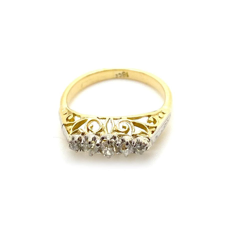 Antique Victorian Five Stone Diamond 18ct Gold Ring