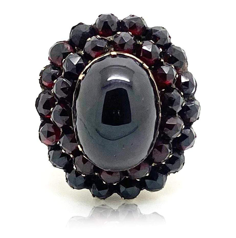 VICTORIAN Ring Antique Victorian Garnet Cabochon 9ct Rose Gold Ring