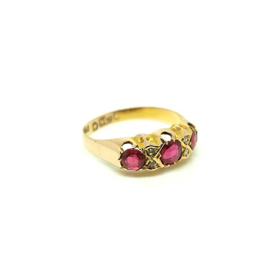 Antique Victorian Garnet & Diamond 9ct Gold Ring
